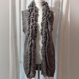 Ellen Tracy Charcoal Knit Vest with Textured Trim